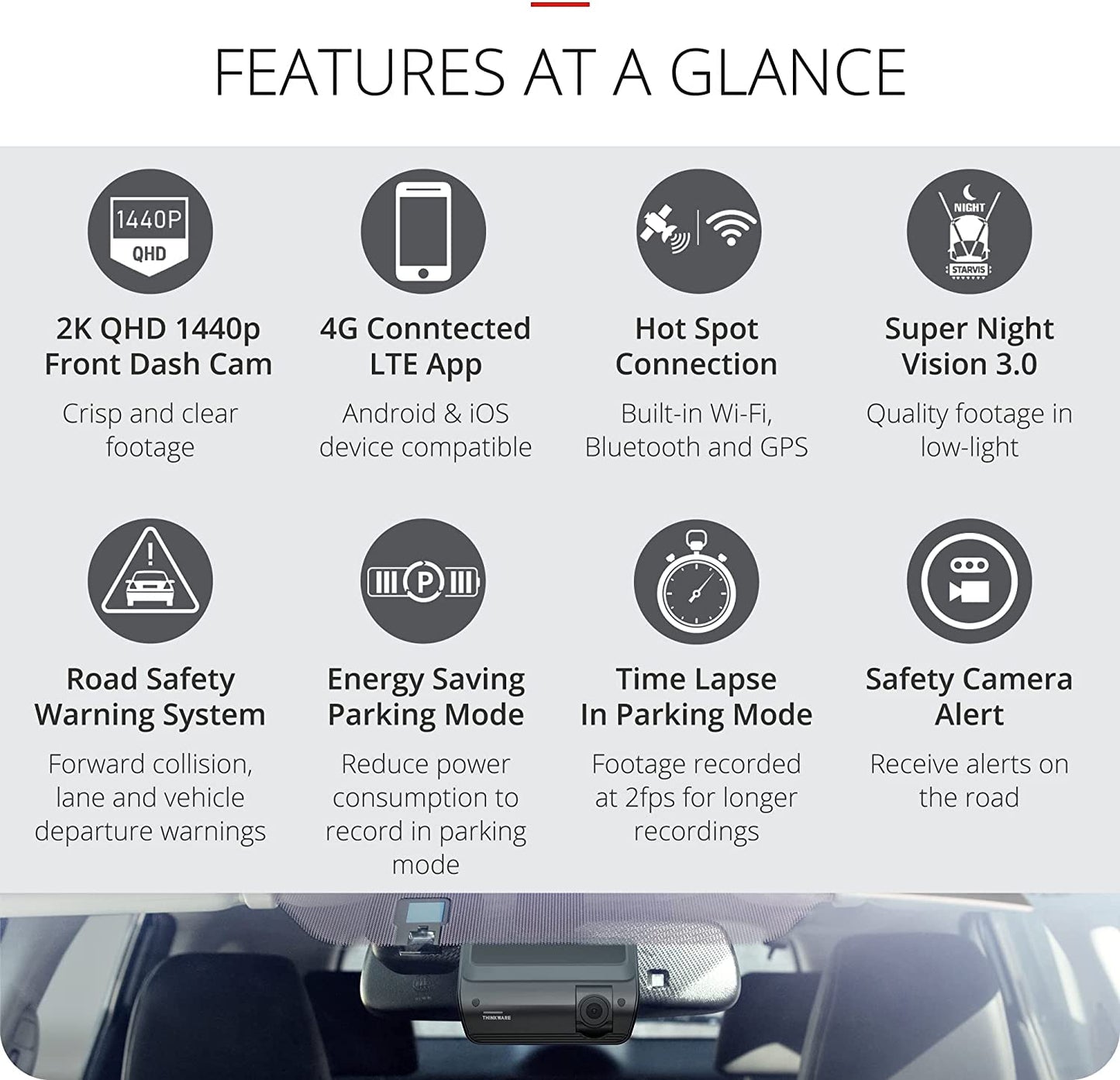 THINKWARE Q1000 1CH 2K Dash Cam  + 32GB Memory card