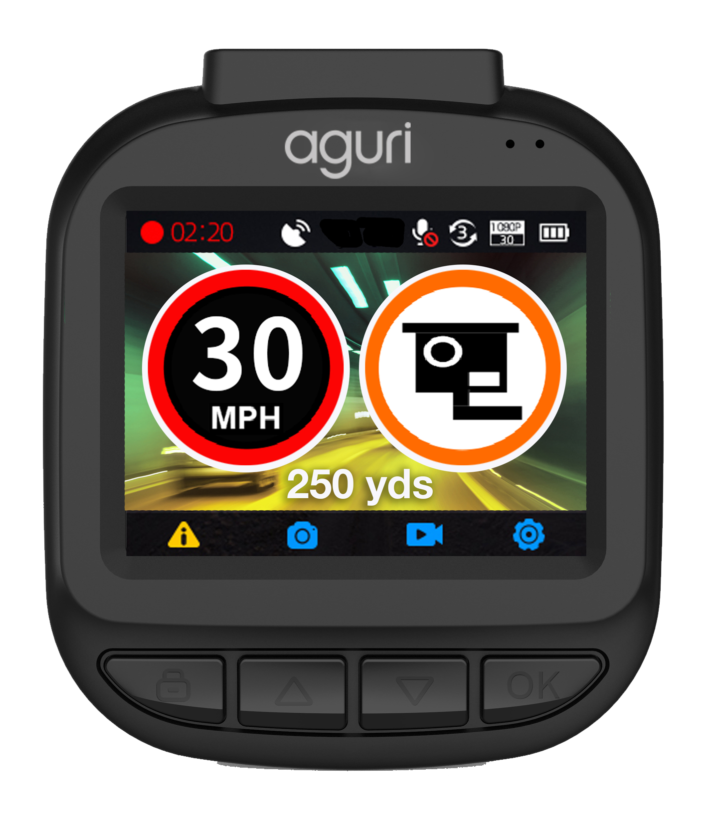 Aguri DX1200 Dash Cam & GPS Speed Camera Detector