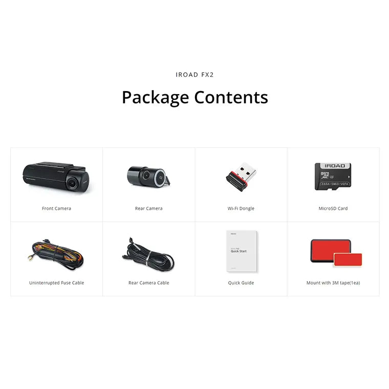 IROAD FX2 Pro Front & Rear Dash camera with 64gb memory card