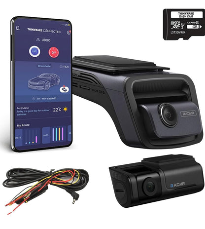 THINKWARE U3000 4K 2CH Front/Rear Dash Cam + 64GB memory card