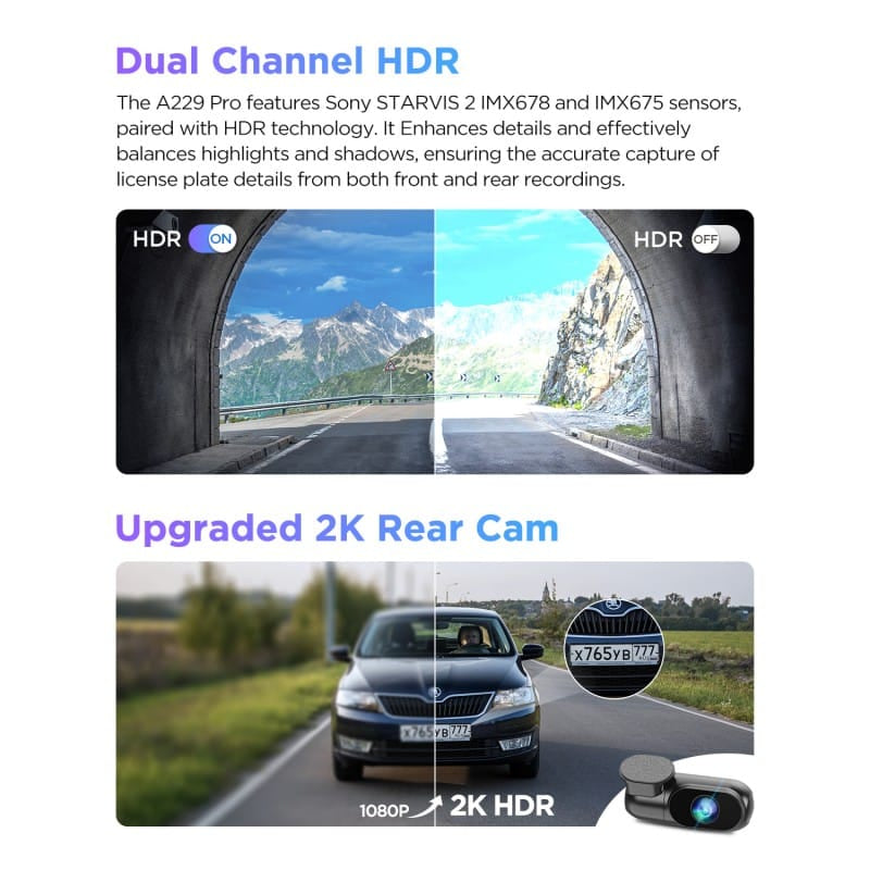 VIOFO A229 Pro Front & Rear 4K/2K Dash camera