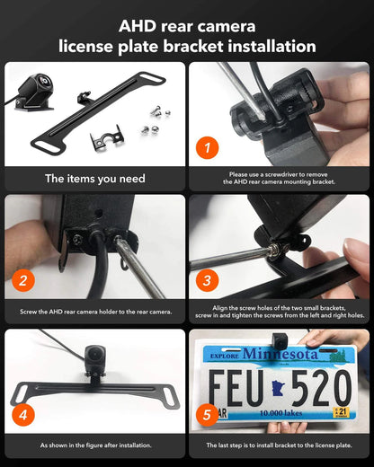 WOLFBOX Reverse Camera Plate Bracket for Easy Backup View Installation