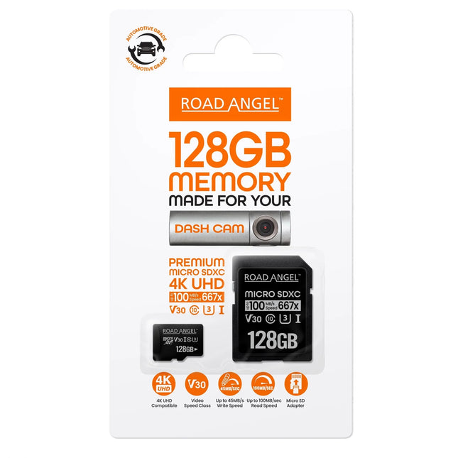 Road Angel 128GB MicroSD Card - Made for Halo Dash Cams