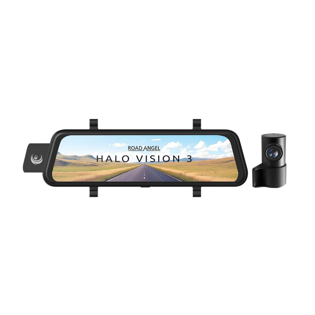 Road Angel Halo Vision 3 2160P 4K Mirror Dual Dash Cam with 10" Anti-glare LCD Touch Screen & Dual Parking Mode